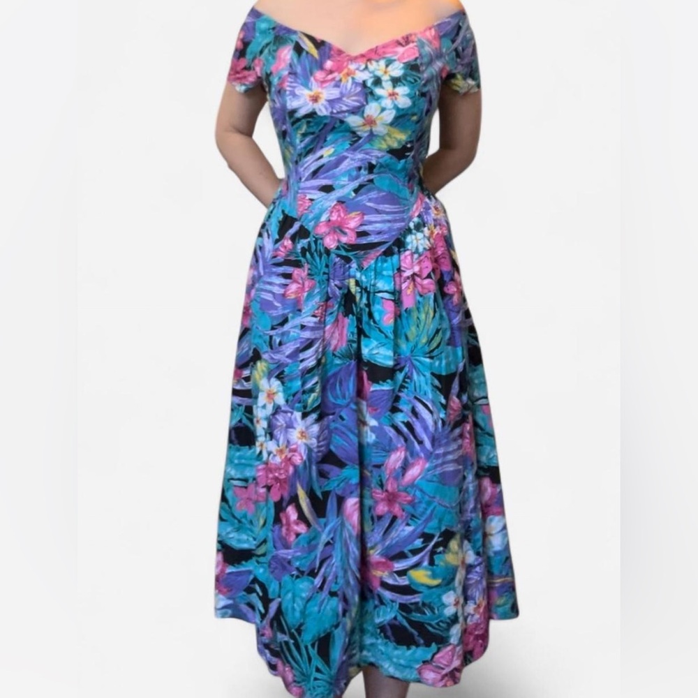 80s Floral Mini Dress by Eber San Francisco size 13